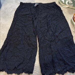 Johnny Was Black Embroidered Pants